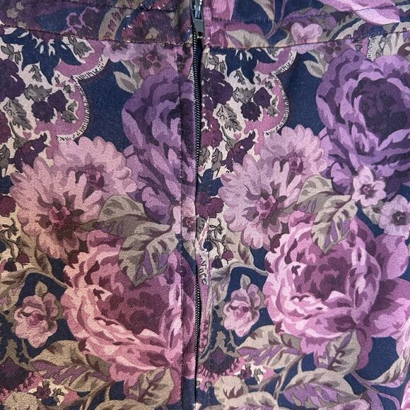 Vintage '90s Karin Stevens Purple Floral Paisley Career A-Line Maxi Skirt 16 - Picture 4 of 8